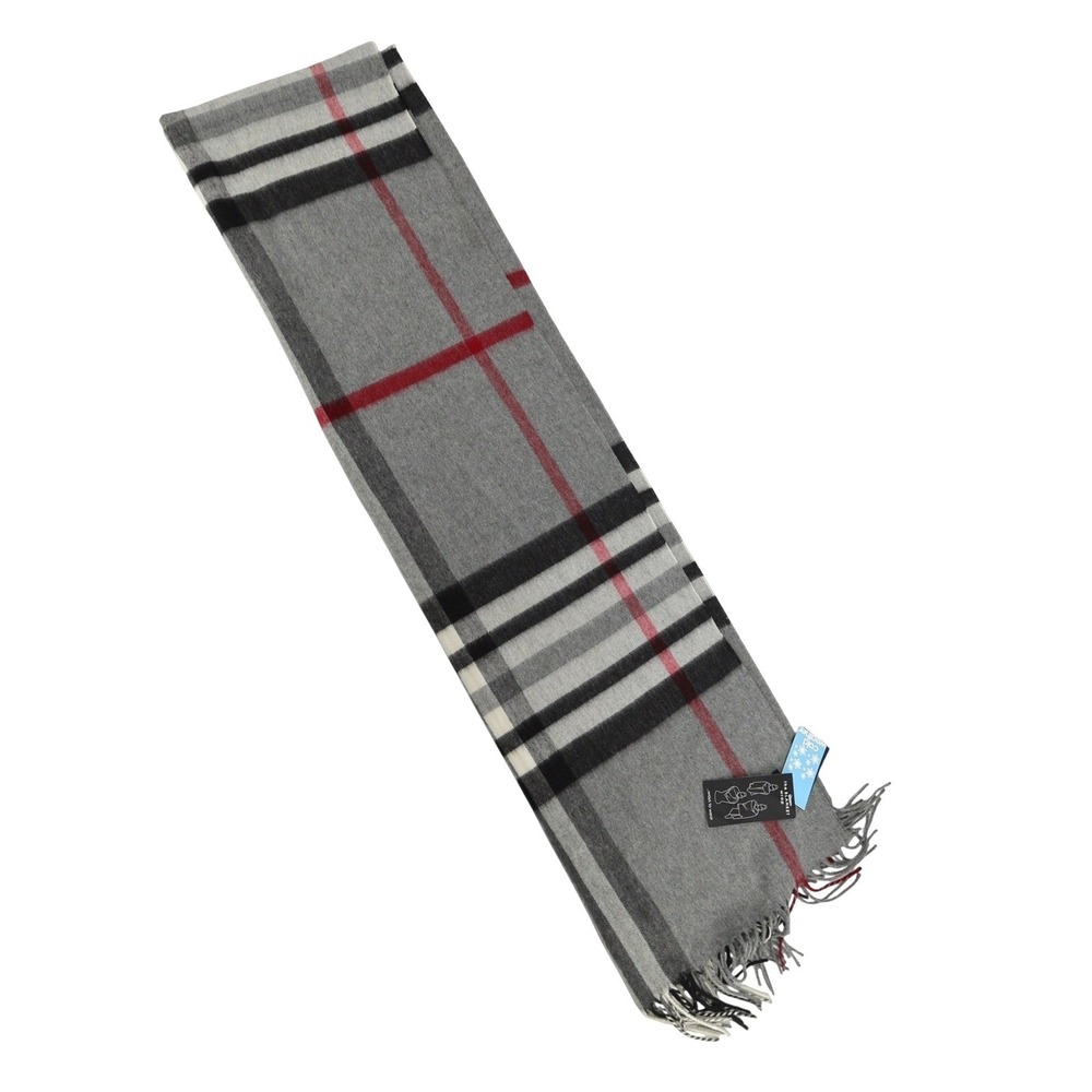 NEW FRAAS Grey Plaid Acrylic Scarf Blanket Wrap Fringe Made in Germany